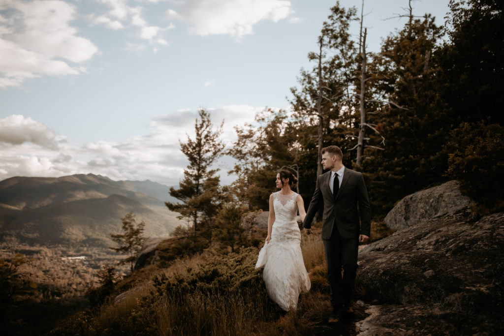 Couple eloping in the Adirondack mountains.