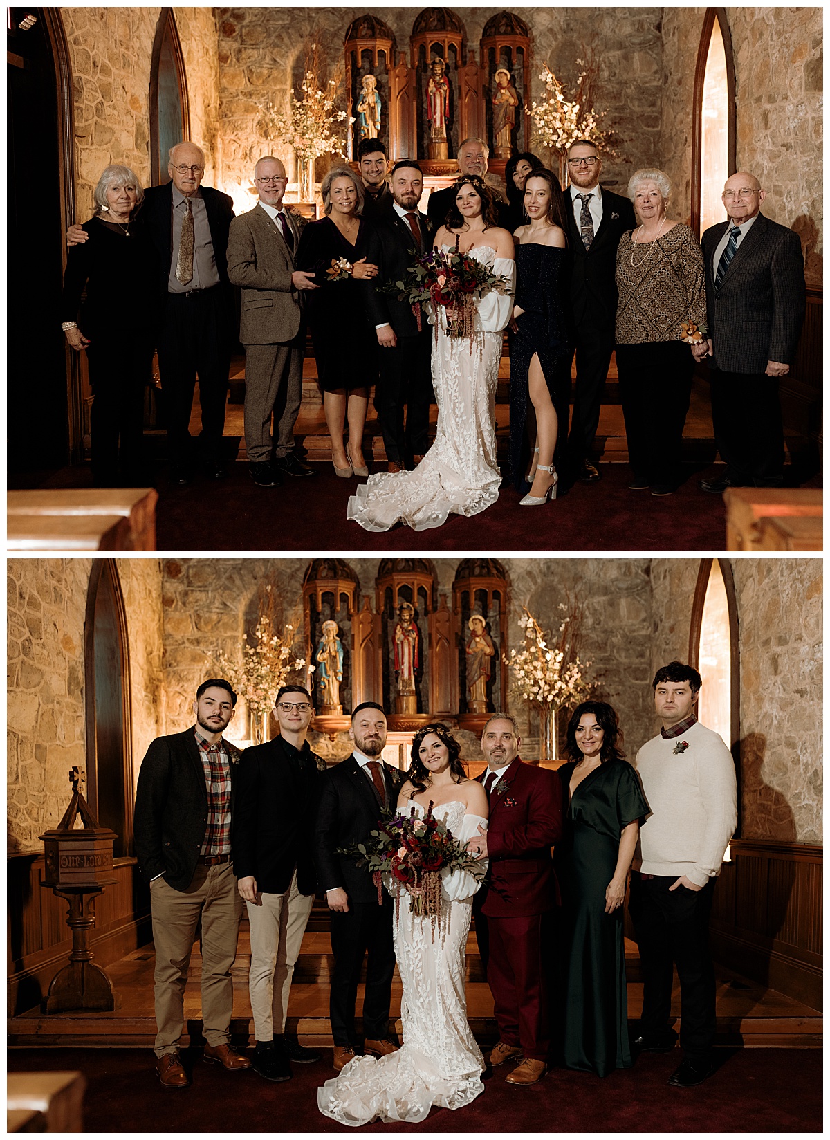 family gathers around bride and groom by New York elopement photographer