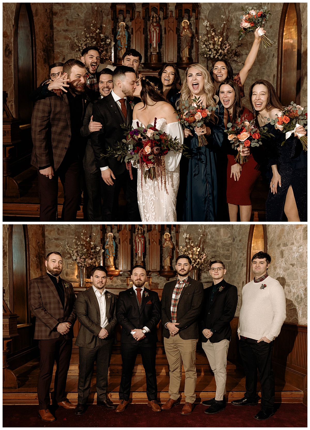 bridal party celebrates with couple by Brea Warren Photo
