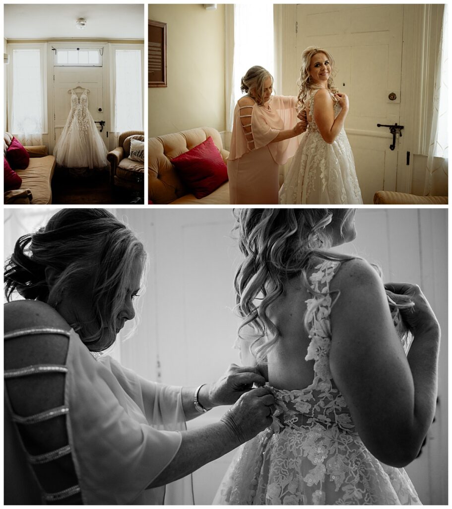 woman gets ready with mother by New York wedding photographer